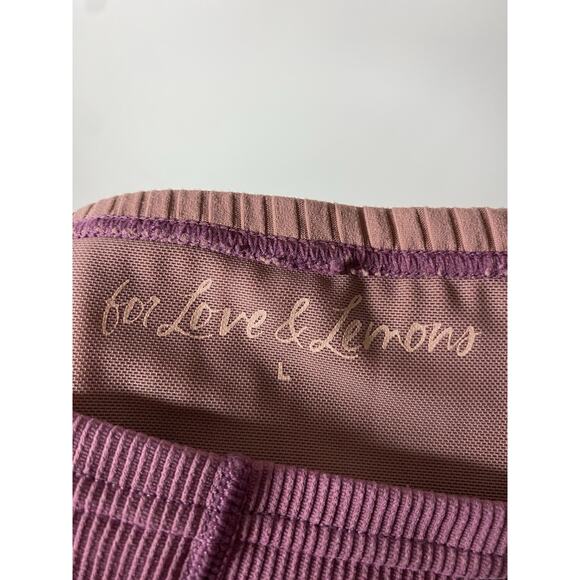 For Love & Lemons Dani Bike Shorts Women's Large Pink Colorblock Ribbed Stretch - Picture 3 of 5